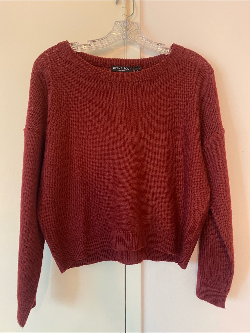 GUC - Burgundy red crop lightweight sweater By BRAVE SOUL SZ small